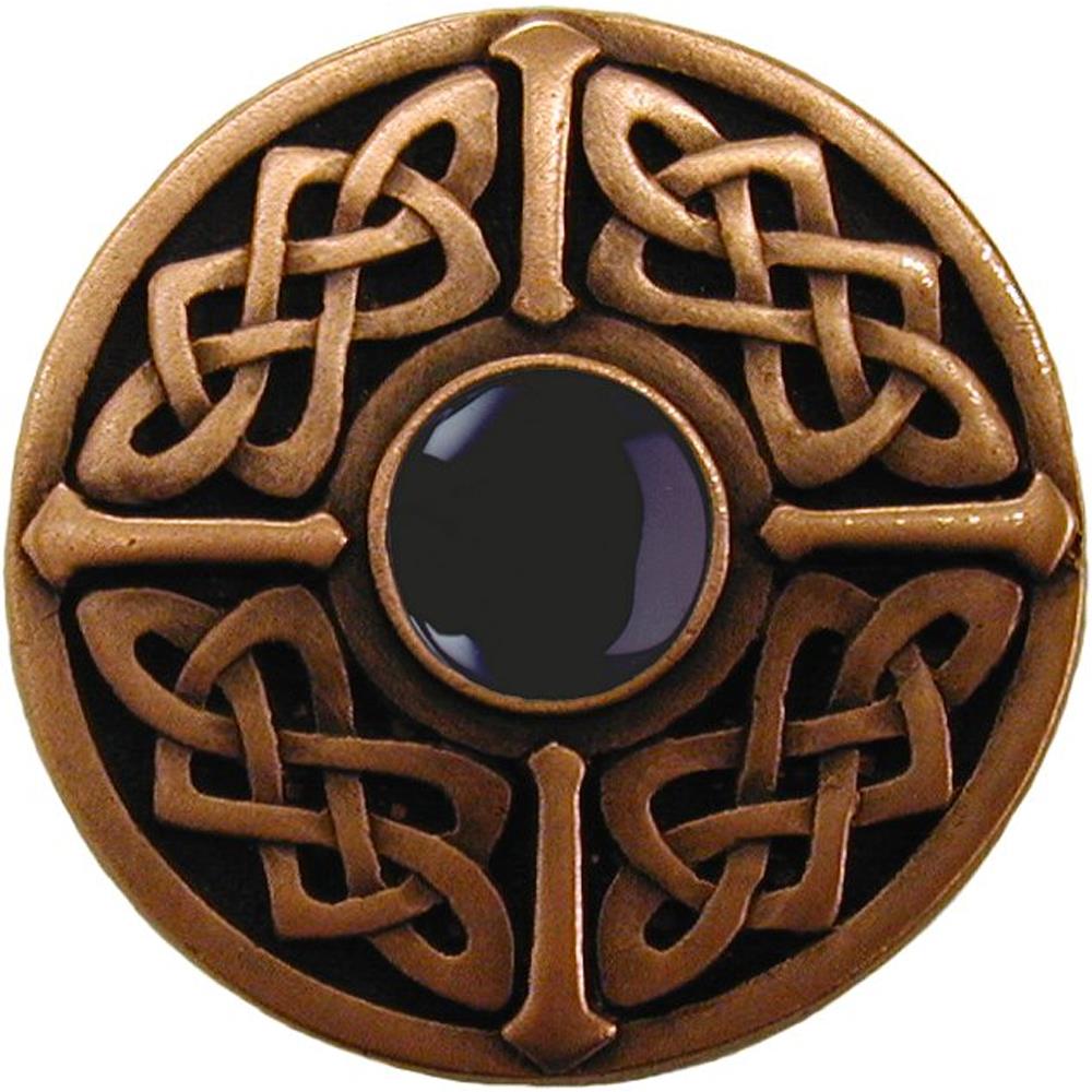 Notting Hill NHK-158-AC-O Celtic Jewel Knob Antique Copper/Onyx natural stone